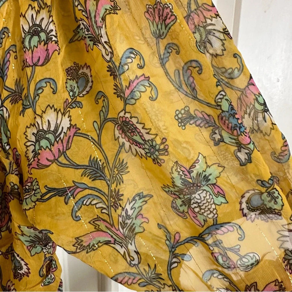 Boden size 10R Halterneck Maxi Dress Mustardseed Floral Smocked Metallic Wedding - Picture 6 of 8